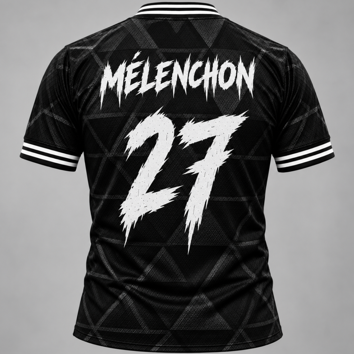 Maillot LFI Mélenchon 2027 « Résistance », vue de dos, flocage « MÉLENCHON 27 »